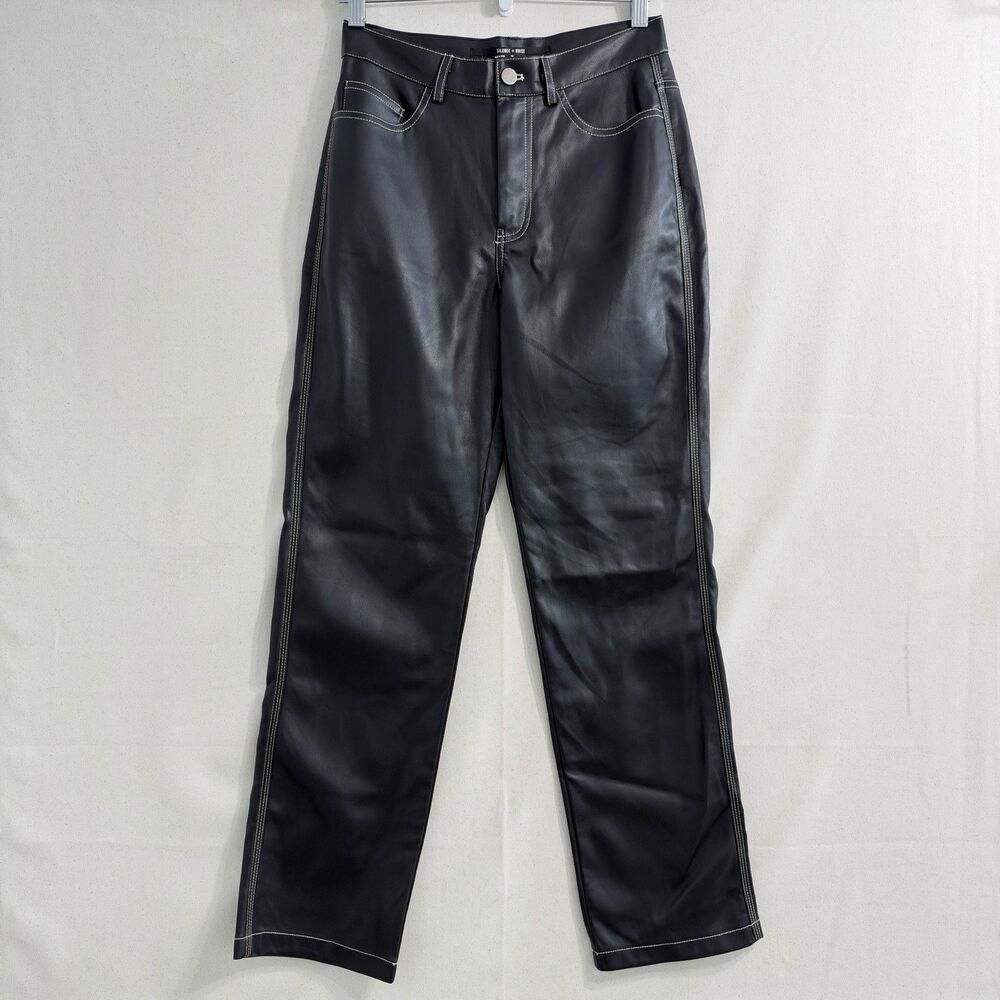 Silence + Noise Black Faux Leather Pants Womens Size 26